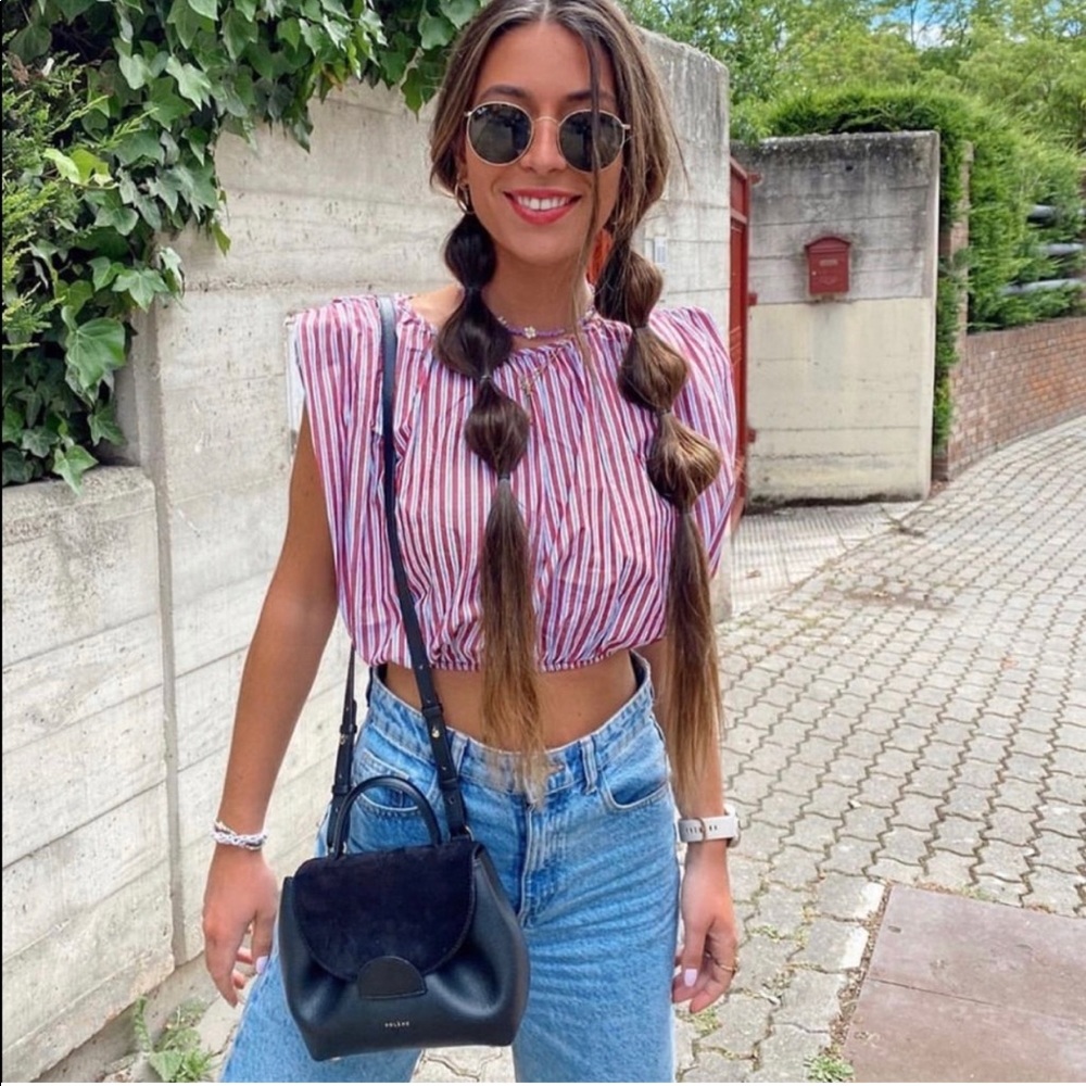 NWT ZARA  Striped Poplin Top